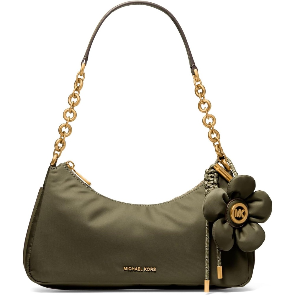 image:imageMichael Kors Womens Nolita Medium Chain Pouchette BagNylonLodenFlower Charm