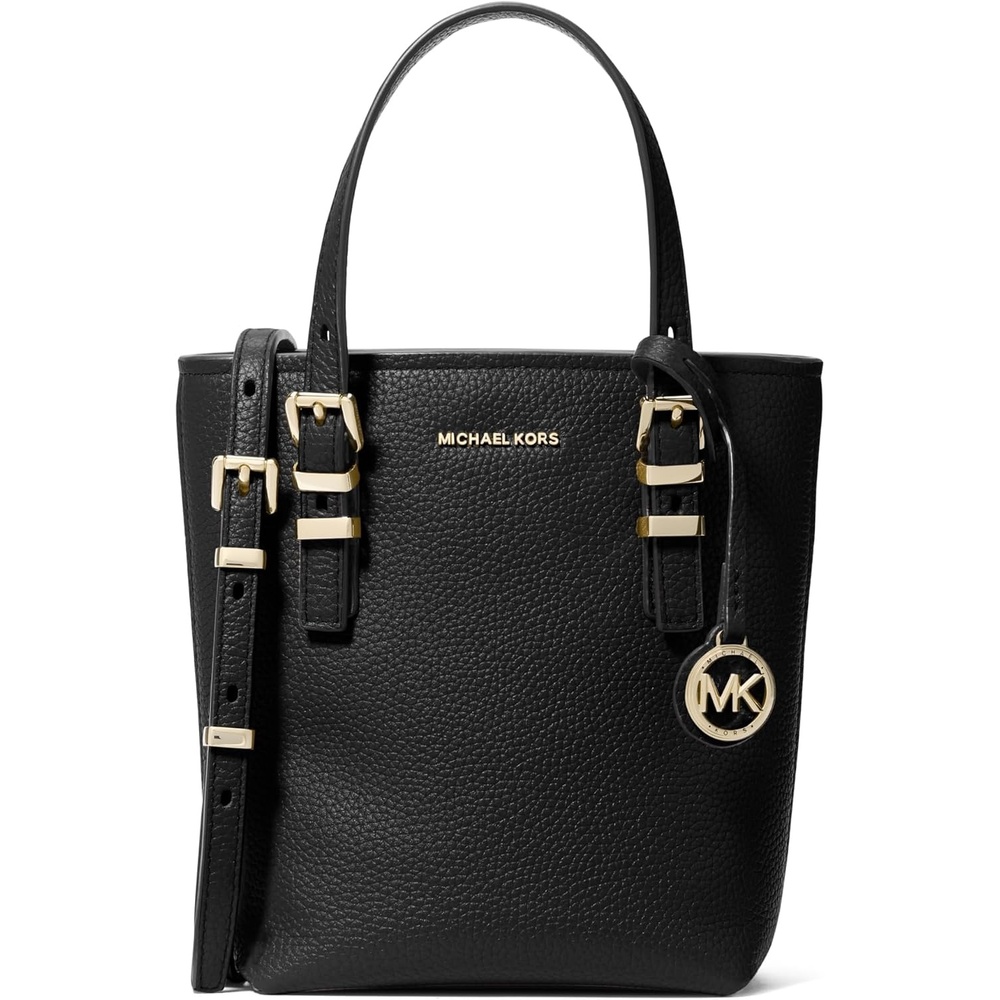 image:imageMichael Kors Womens Quinn Extra Small Tote Crossbody BagGoldtone HardwarePebble LeatherBlack