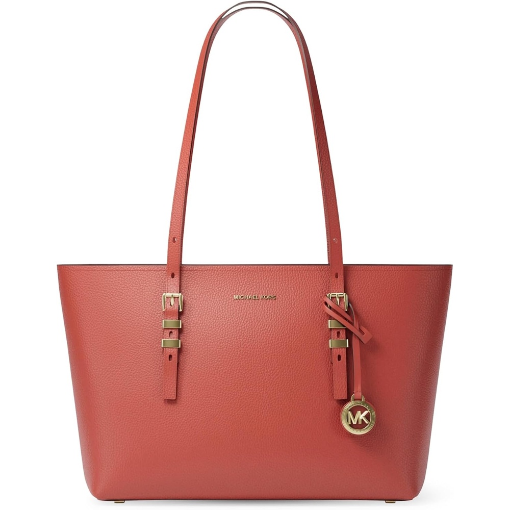 image:imageMichael Kors Womens Quinn Medium TopZip ToteGoldtone HardwarePebble LeatherCrimson