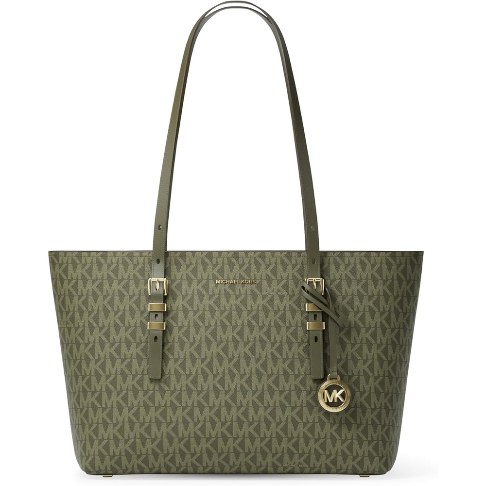 image:imageMichael Kors Womens Quinn Medium TopZip ToteGoldtone HardwareTonal Mk Signature Coated TwillIvy