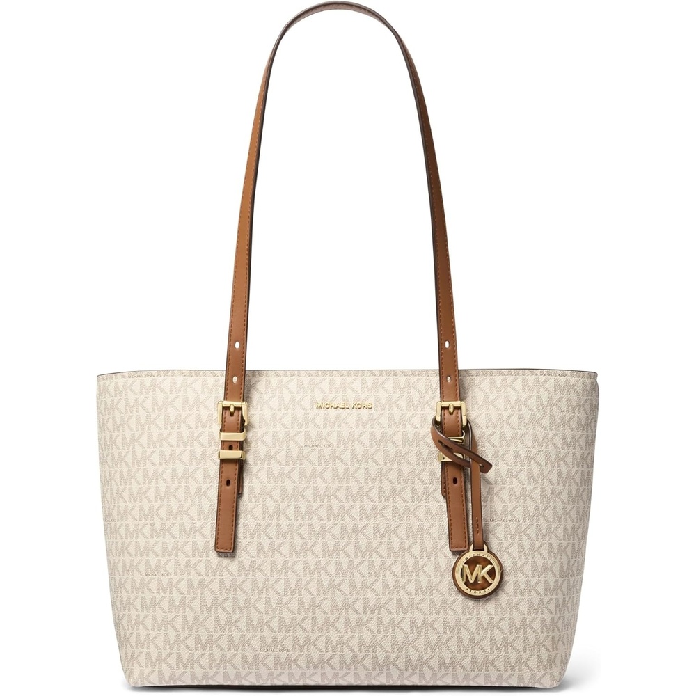 image:imageMichael Kors Womens Quinn Medium TopZip ToteGoldtone HardwareVanillaAcorn