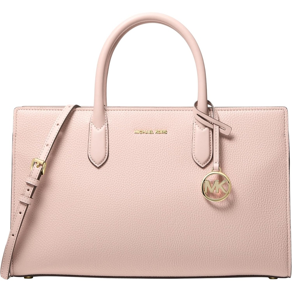 image:imageMichael Kors Womens Scarlett Medium SatchelGoldtone HardwareBlack GrainSoft Pink