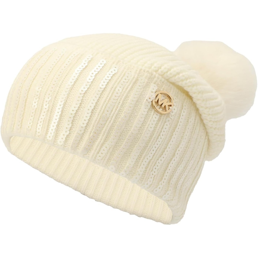 image:imageMichael Kors Womens Sequin Cuff HatCream Pearlized Sequin