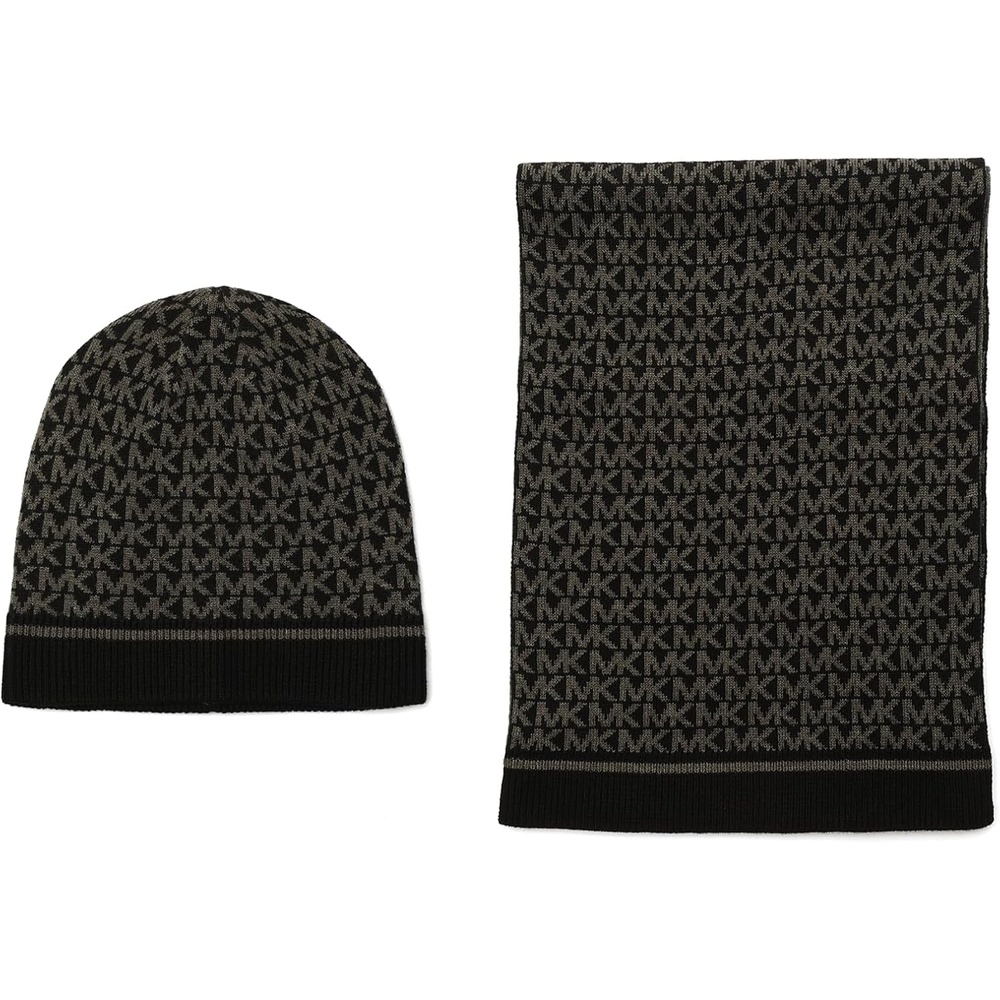 image:imageMichael Kors Womens Smallest Mk Beanie Scarf Box SetBlack  Derby