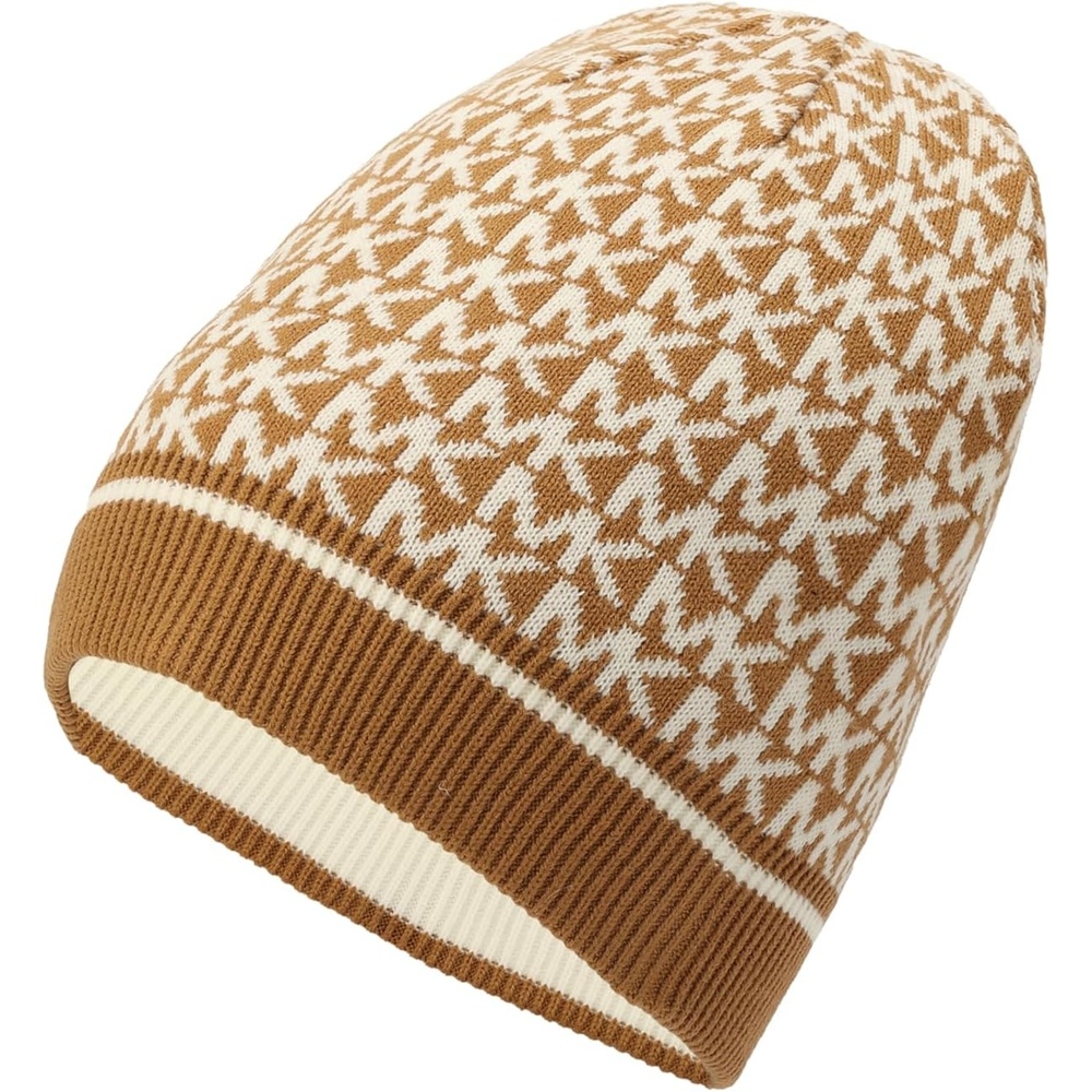 image:imageMichael Kors Womens Smallest Mk Colorblock BeanieDark CamelCream