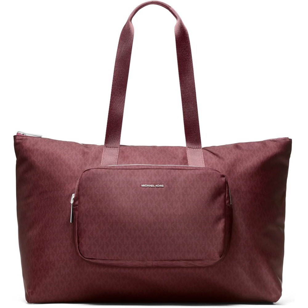 image:imageMichael Kors Womens Tanner Large Packable ToteSilvertone HardwareMk Signature NylonOxblood