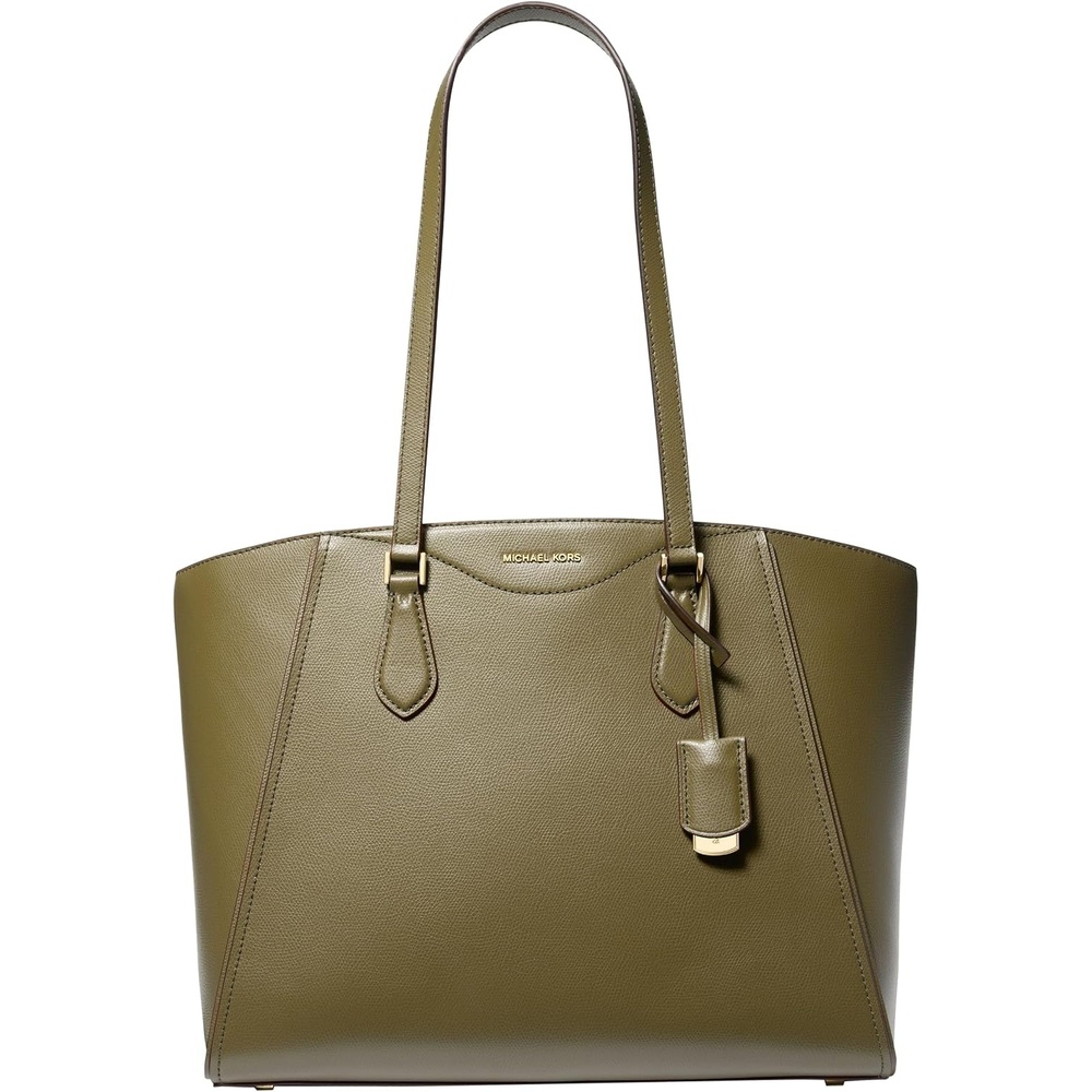 image:imageMichael Kors Womens Taryn Large Multifunctional Topzip Tote BagGoldtone HardwareSafari Green