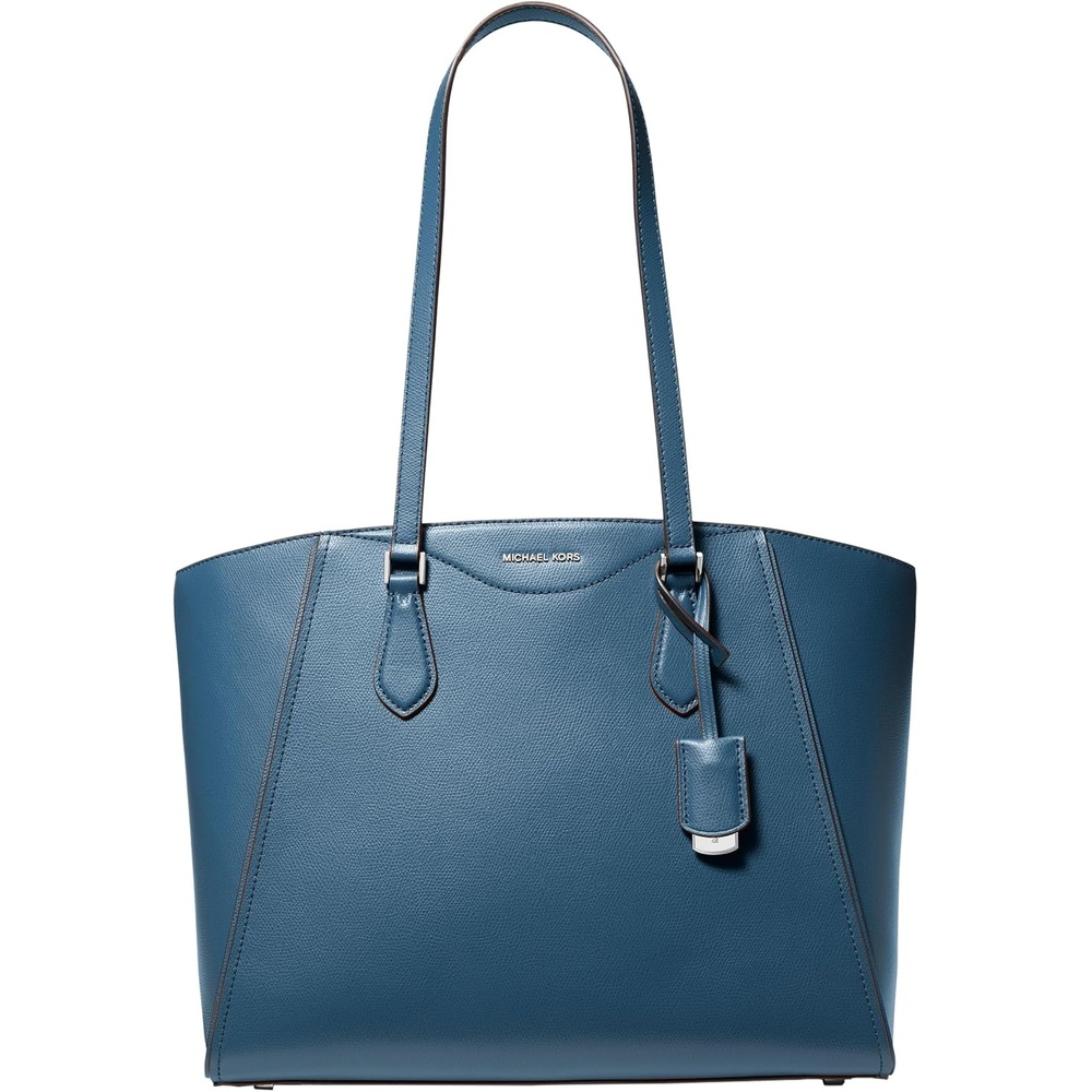 image:imageMichael Kors Womens Taryn Large Multifunctional Topzip Tote BagSilvertone HardwareDark Chambray