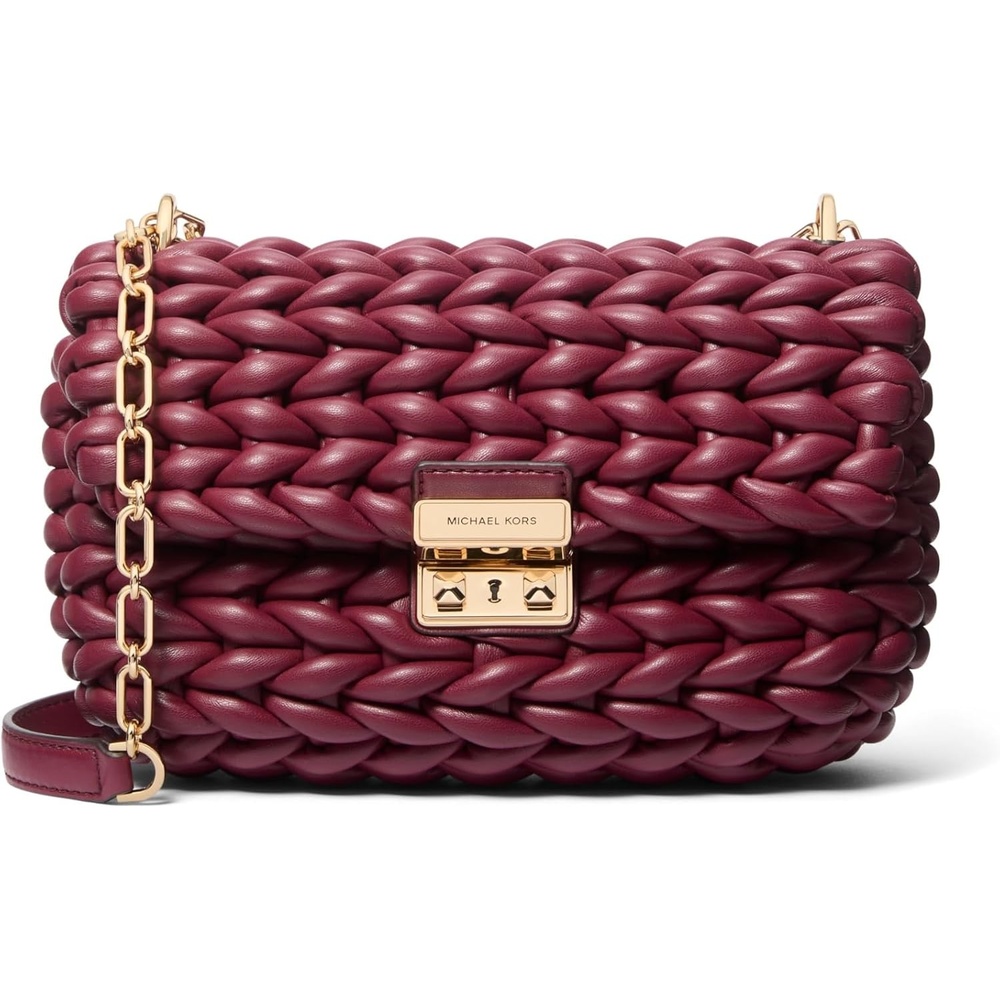 image:imageMichael Kors Womens Tribeca Large Convertible Chain Shoulder BagGoldtone HardwareAll Over WovenMulberry