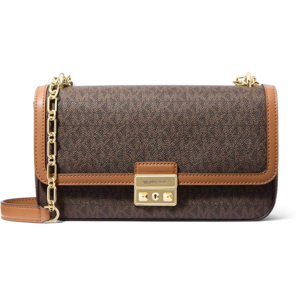 image:imageMichael Kors Womens Tribeca Large Convertible Chain Shoulder BagGoldtone HardwareBrownAcorn