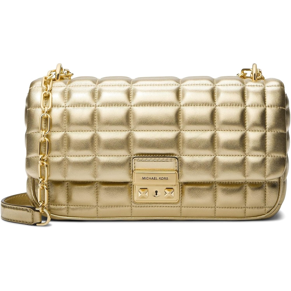 image:imageMichael Kors Womens Tribeca Large Convertible Chain Shoulder BagGoldtone HardwarePale Gold