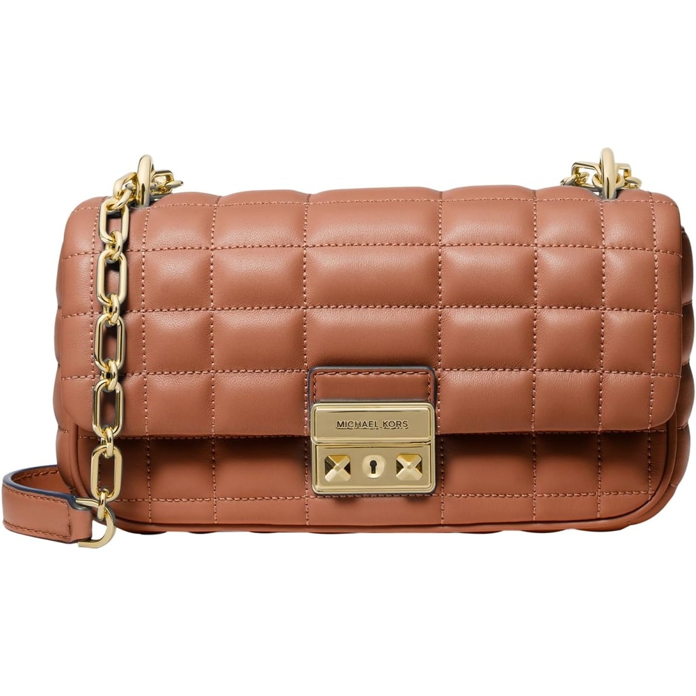 image:imageMichael Kors Womens Tribeca Small Convertible Chain Shoulder BagGoldtone HardwareBox Quilted Costa Lamb LeatherLuggage