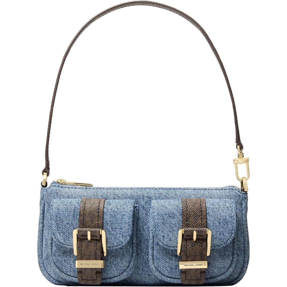 image:imageMichael Kors Zoe Small Convertible PouchetteGoldtone HardwareWashed DenimNew Horizon