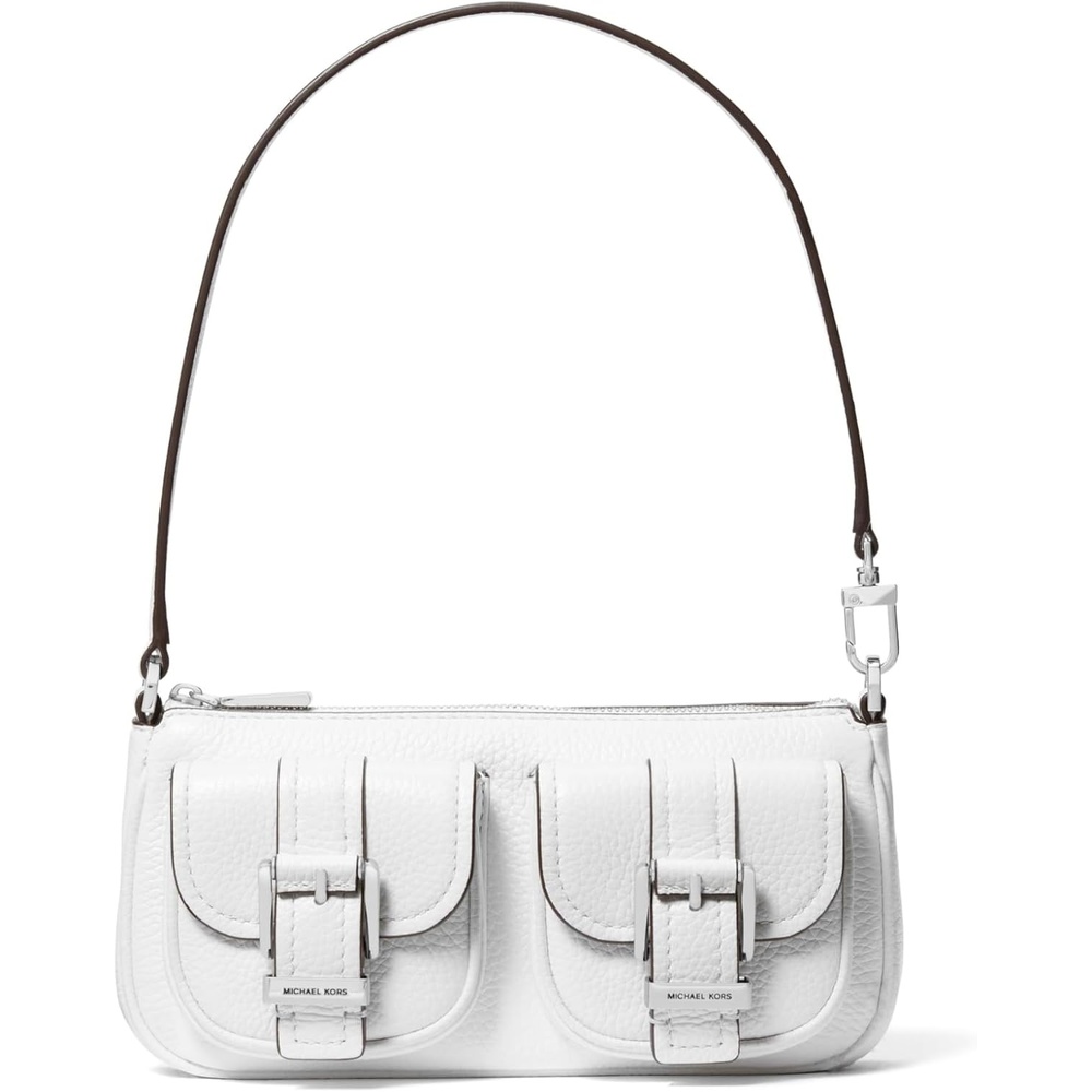image:imageMichael Kors Zoe Small Convertible PouchetteSilvertone HardwareOptic White