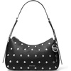 Silver-tone Hardware/Matte Pebbled Leather W/ Dome Studs/Black