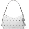 Silver-tone Hardware/Matte Pebbled Leather W/ Dome Studs/Optic White
