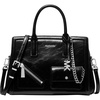 Silver-tone Hardware/Leather/Black