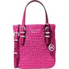 Silver-tone Hardware/Straw/Raspberry