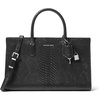 Silver-tone Hardware/Embossed Python Leather/Black