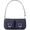 ['Silver-tone Hardware/Pebbled Leather/Dress Blues']