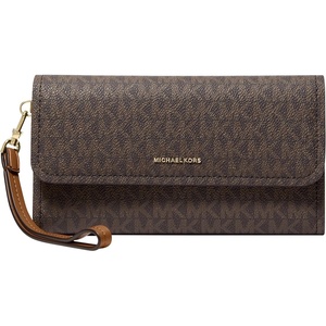 MICHAEL Michael Kors Jet Set Medium Flap Double Zip Wristlet(Brown/Acorn)