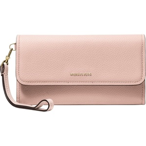 MICHAEL Michael Kors Jet Set Medium Flap Double Zip Wristlet(Gold-tone Hardware/Leather/Soft Pink)