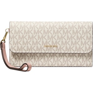 MICHAEL Michael Kors Jet Set Medium Flap Double Zip Wristlet(Vanilla/Soft Pink)