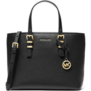 MICHAEL Michael Kors Women’s Quinn Small East West Tote Crossbody(Black)