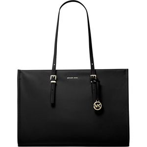 MICHAEL Michael Kors Women’s Zadie Large East West Multi Function Tote(Gold-tone Hardware/Nylon/Black)