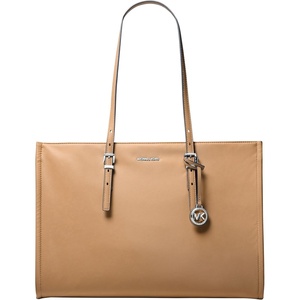 MICHAEL Michael Kors Women’s Zadie Large East West Multi Function Tote(Silver-tone Hardware/Nylon/Peanut)