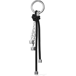 Michael Kors Bag and Key Charm(Speckled Cord Charm/Silver-tone Hardware/Black)