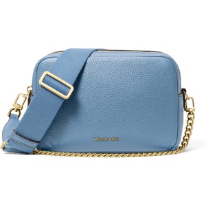 Michael Kors Bryant Medium Double Zip Chain Camera Crossbody Bag(Gold-tone Hardware/Leather/French Blue)