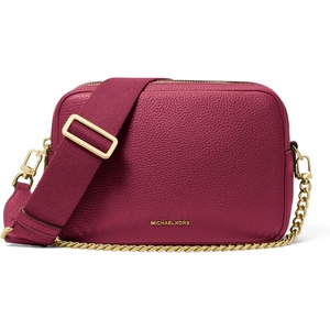 Michael Kors Bryant Medium Double Zip Chain Camera Crossbody Bag(Gold-tone Hardware/Leather/Mulberry)