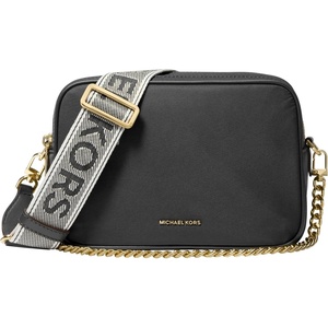 Michael Kors Bryant Medium Double Zip Chain Camera Crossbody Bag(Gold-tone Hardware/Nylon/Black)