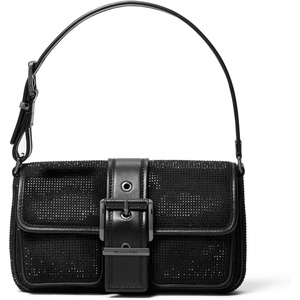 Michael Kors Colby Medium Shoulder Bag(Dark Gunmetal-tone Hardware/Rhinestone Hot Fix/Black)