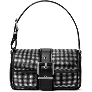 Michael Kors Colby Medium Shoulder Bag(Silver-tone Hardware/Rhinestone Hot Fix/Black)