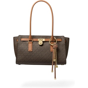 Michael Kors Hamilton Moderne Small Shoulder Tote(Gold-tone Hardware/Mk Signature Coated Twill/Brown/Acorn)