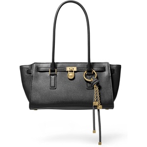Michael Kors Hamilton Moderne Small Shoulder Tote(Gold-tone Hardware/Urbino Leather/Black)