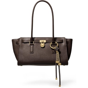 Michael Kors Hamilton Moderne Small Shoulder Tote(Gold-tone Hardware/Urbino Leather/Chocolate)