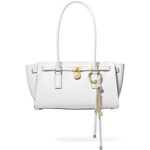 Michael Kors Hamilton Moderne Small Shoulder Tote(Gold-tone Hardware/Urbino Leather/Optic White)