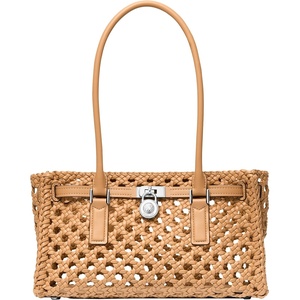 Michael Kors Hamilton Moderne Small Shoulder Tote(Silver-tone Hardware/Soft Goat Nappa/Peanut)