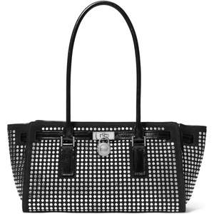 Michael Kors Hamilton Moderne Small Shoulder Tote(Silver-tone Hardware/Studded/Black)