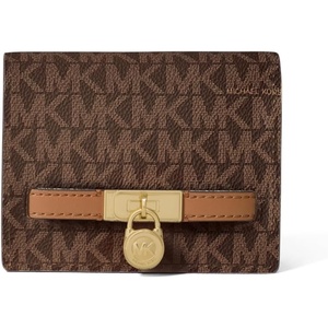 Michael Kors Hamilton Small Compact Wallet, Gold-Tone Hardware/MK Signature Coated Twill/Vanilla/Acorn(Gold-tone Hardware/Mk Signature Coated Twill/Brown/Acorn)