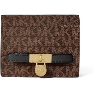Michael Kors Hamilton Small Compact Wallet, Gold-Tone Hardware/MK Signature Coated Twill/Vanilla/Acorn(Gold-tone Hardware/Mk Signature Coated Twill/Brown/Black)