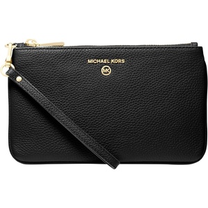 Michael Kors Jet Set Charm Medium Top Zip Wristlet(Gold-tone Hardware/Black)