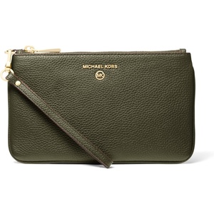 Michael Kors Jet Set Charm Medium Top Zip Wristlet(Gold-tone Hardware/Pebble Leather/Ivy)