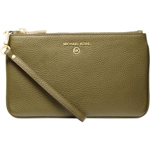 Michael Kors Jet Set Charm Medium Top Zip Wristlet(Gold-tone Hardware/Safari Green)