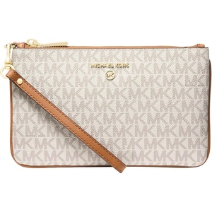 Michael Kors Jet Set Charm Medium Top Zip Wristlet(Gold-tone Hardware/Vanilla/Acorn)