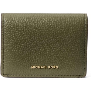 Michael Kors Jet Set Small Flap Card Case(Gold-tone Hardware/Pebble Leather/Ivy)