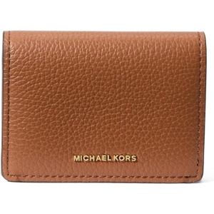 Michael Kors Jet Set Small Flap Card Case(Gold-tone Hardware/Pebble Leather/Luggage)